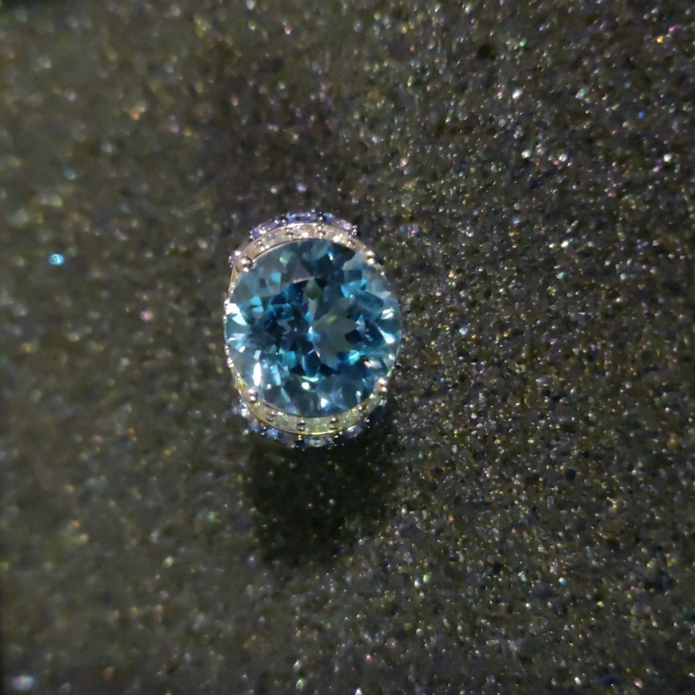 Swiss Blue Topaz With Tanazinte Accent 925 Sterling Silver Size 7